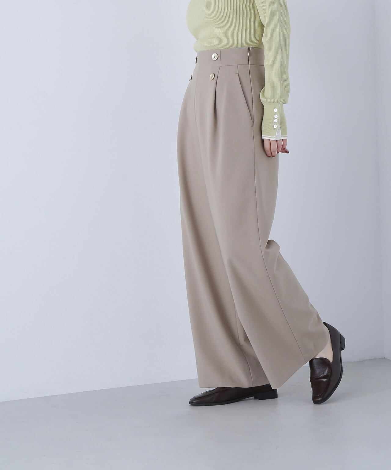 ＜骨格ウェーブ＞ハイウエストマリンパンツ