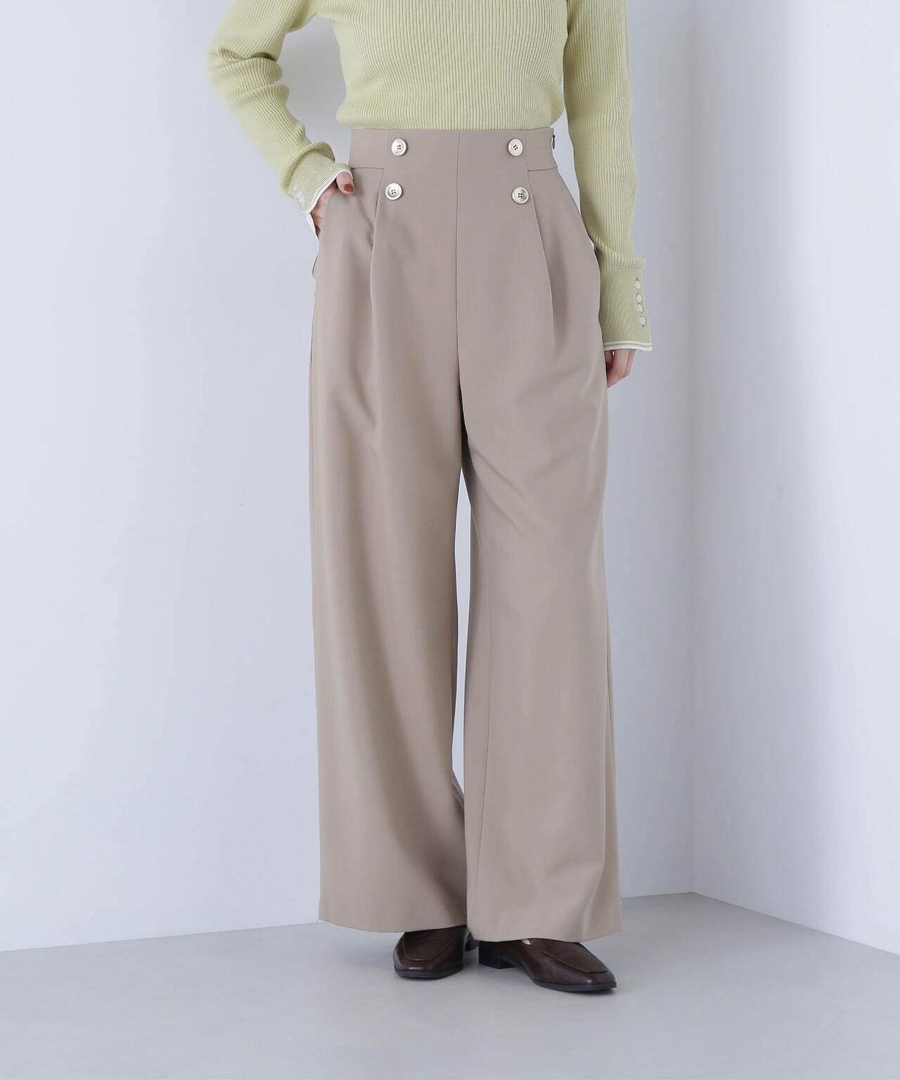 ＜骨格ウェーブ＞ハイウエストマリンパンツ