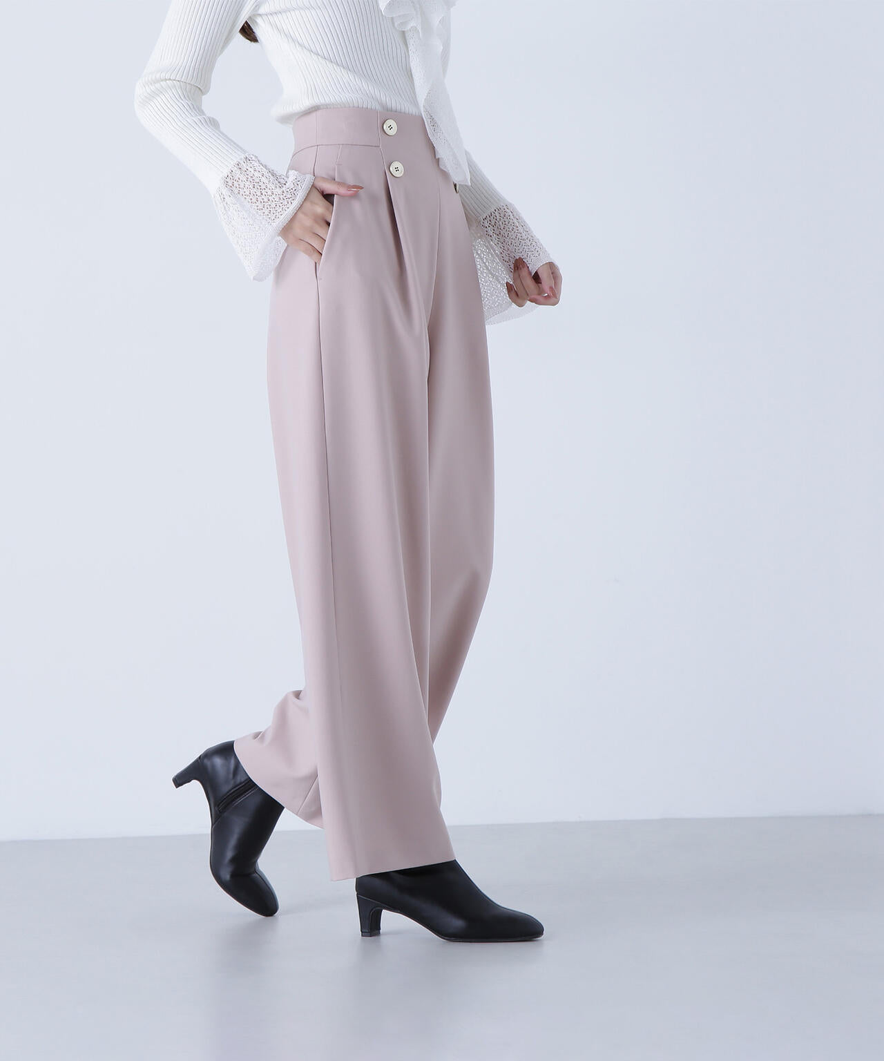 ＜骨格ウェーブ＞ハイウエストマリンパンツ