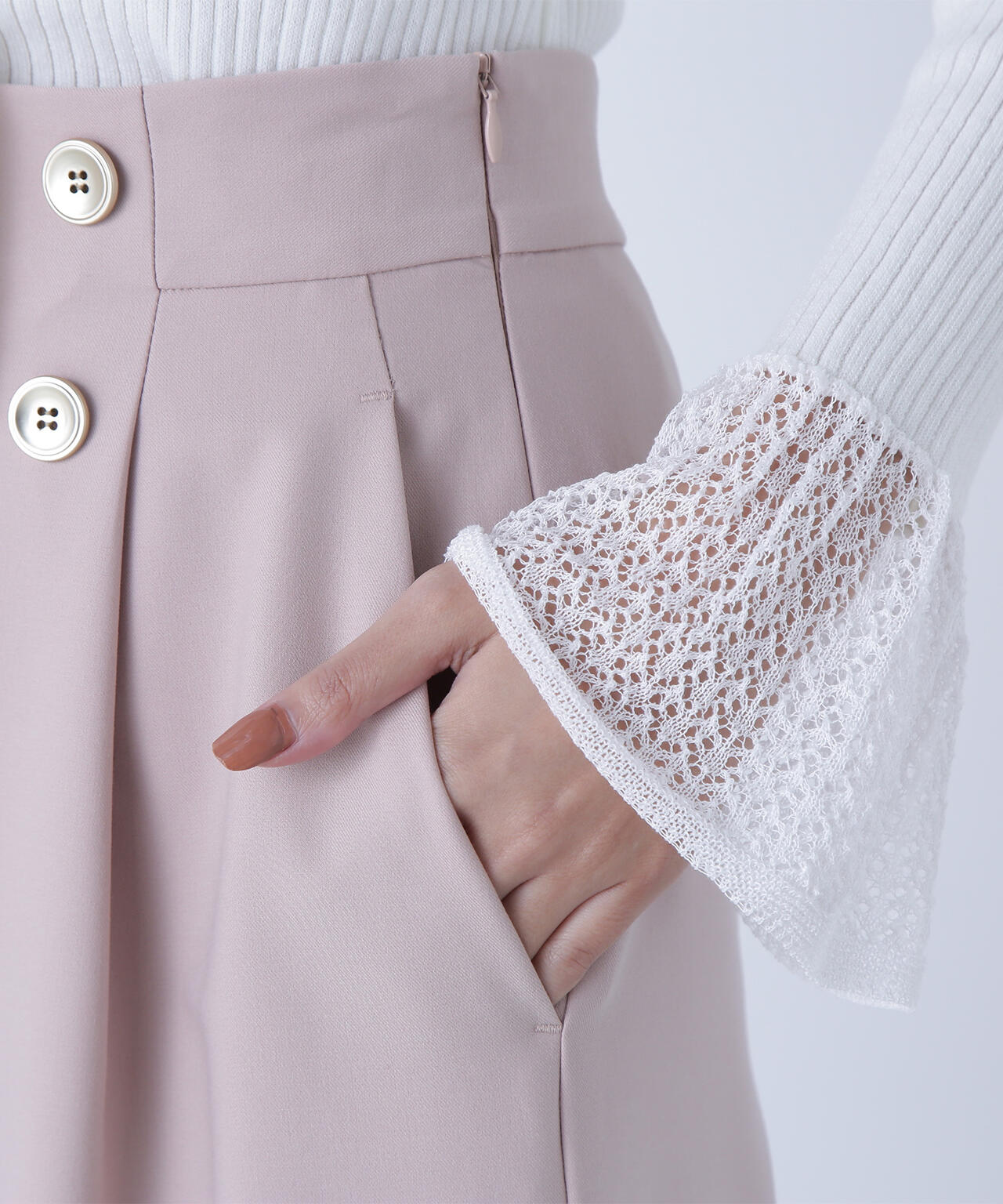 ＜骨格ウェーブ＞ハイウエストマリンパンツ