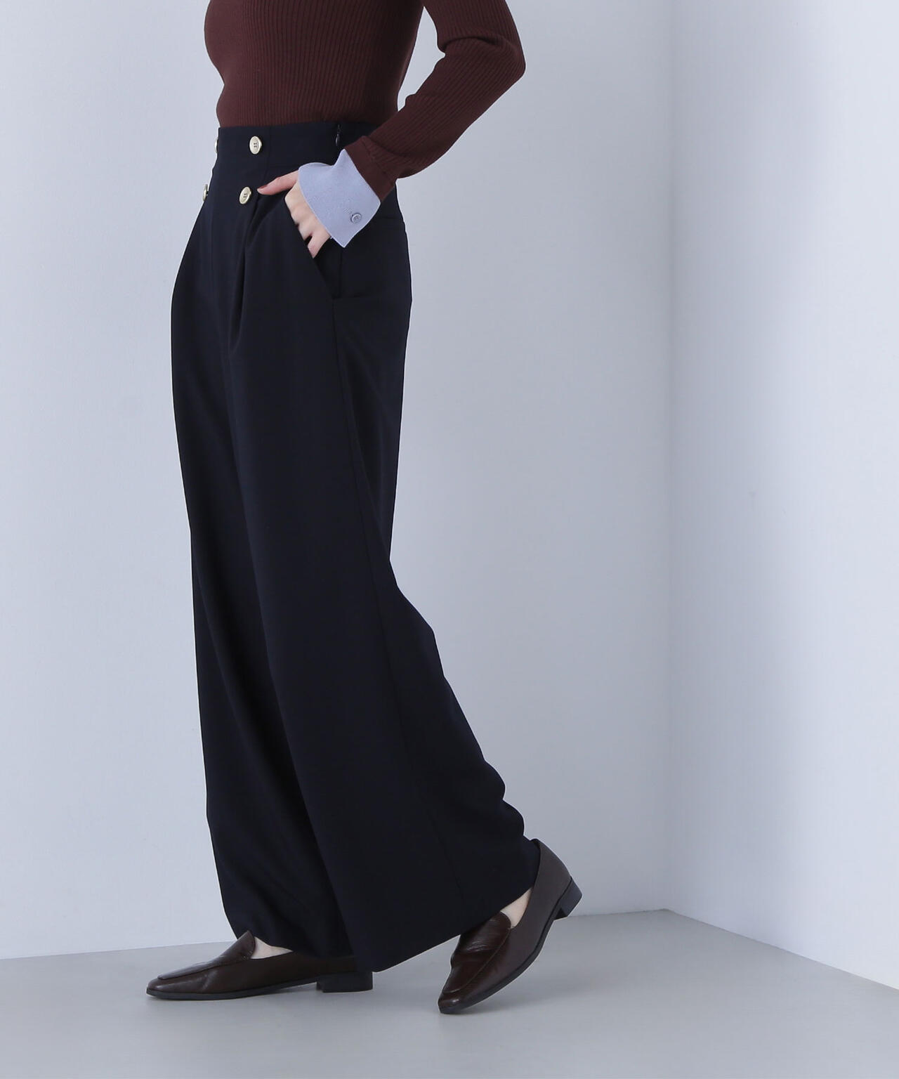 ＜骨格ウェーブ＞ハイウエストマリンパンツ