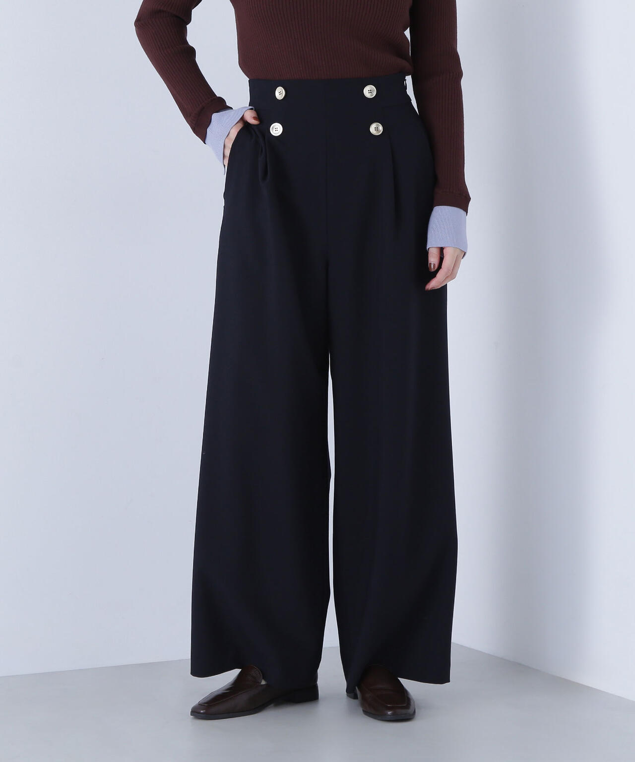 ＜骨格ウェーブ＞ハイウエストマリンパンツ