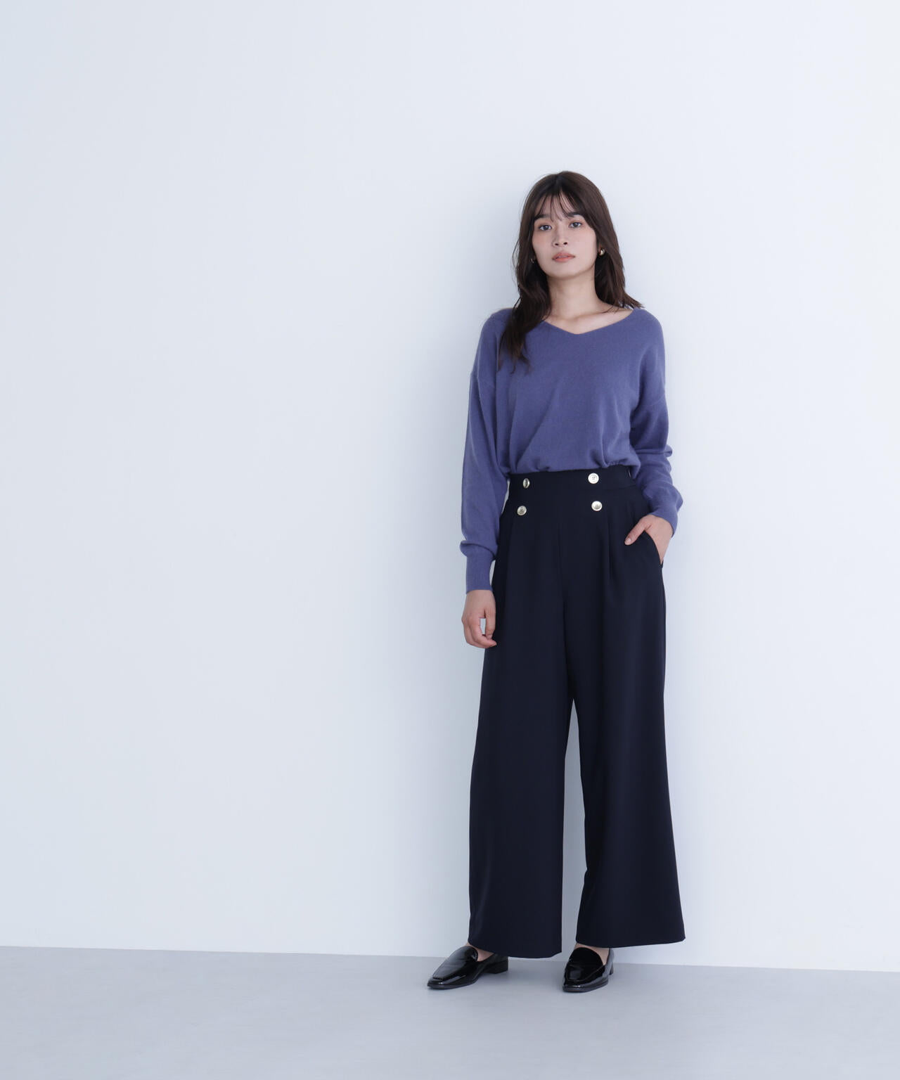 ＜骨格ウェーブ＞ハイウエストマリンパンツ