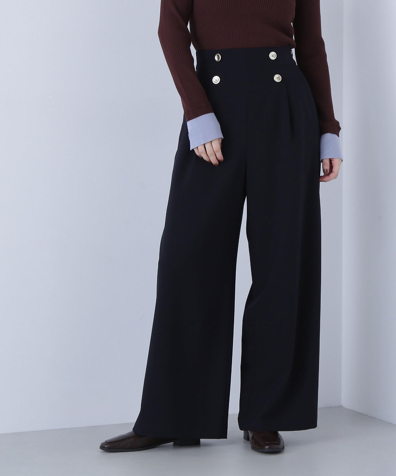 ＜骨格ウェーブ＞ハイウエストマリンパンツ