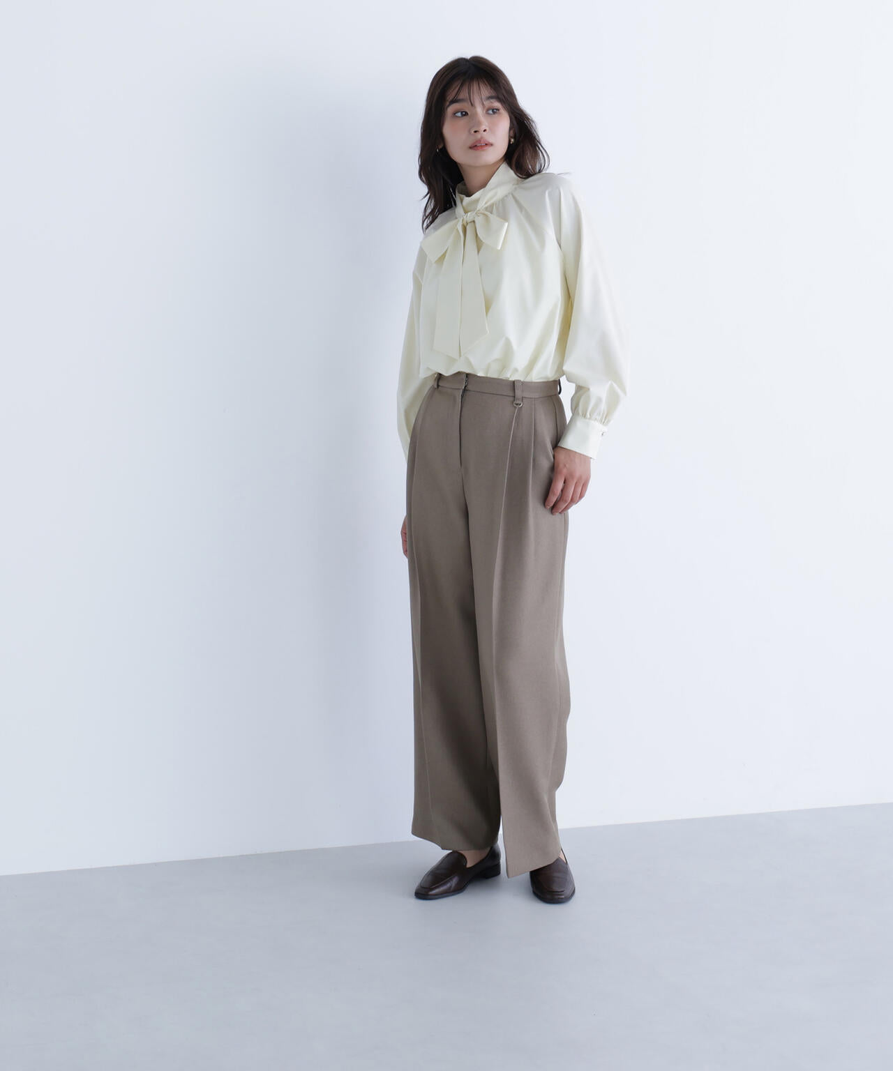 ＜骨格ナチュラル＞ツイーディータックワイドパンツ