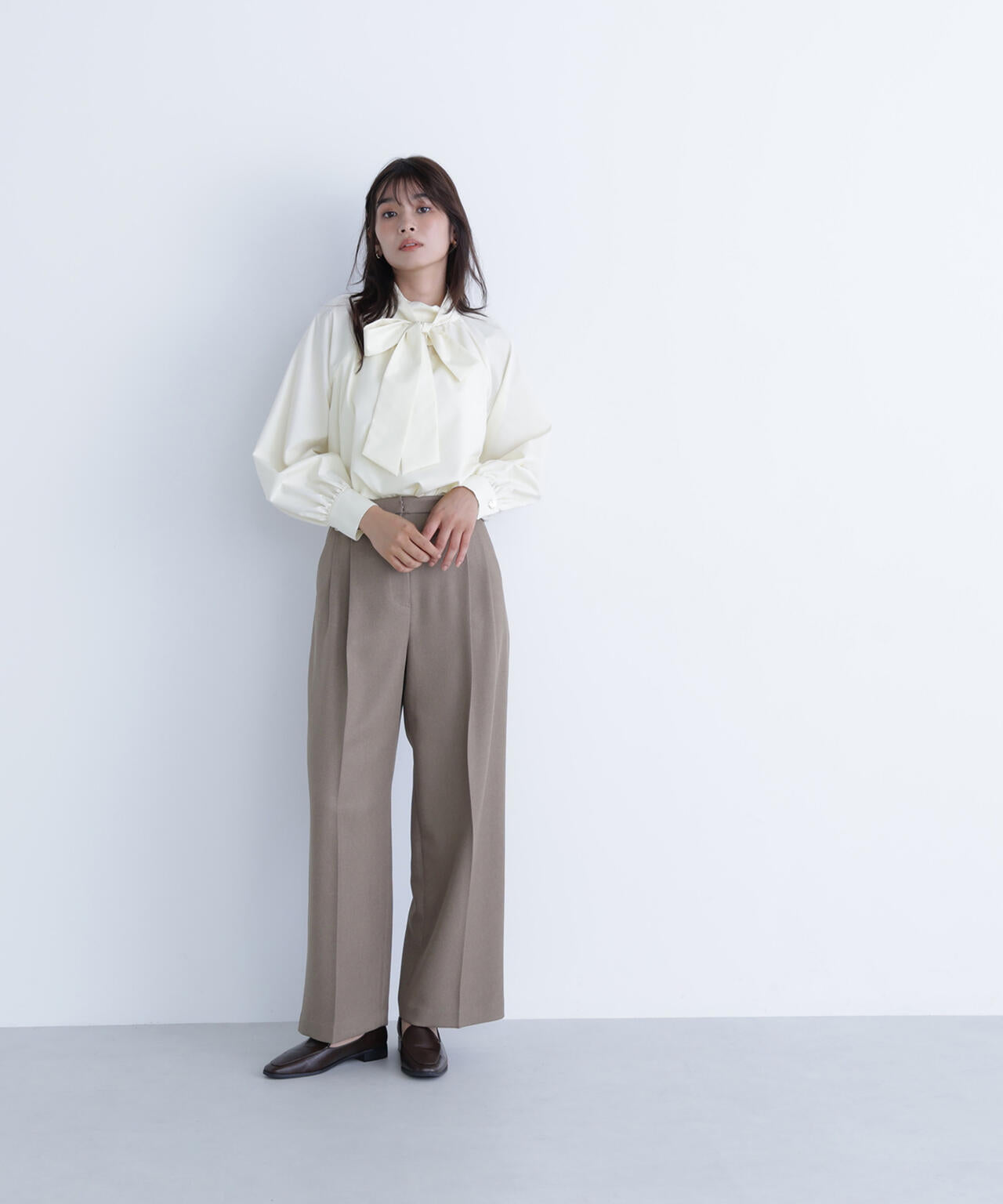 ＜骨格ナチュラル＞ツイーディータックワイドパンツ