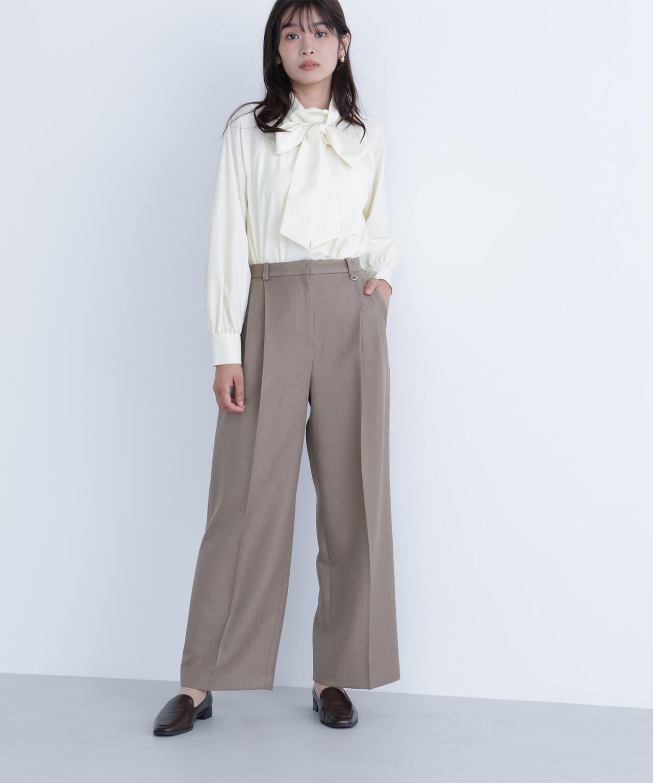 ＜骨格ナチュラル＞ツイーディータックワイドパンツ