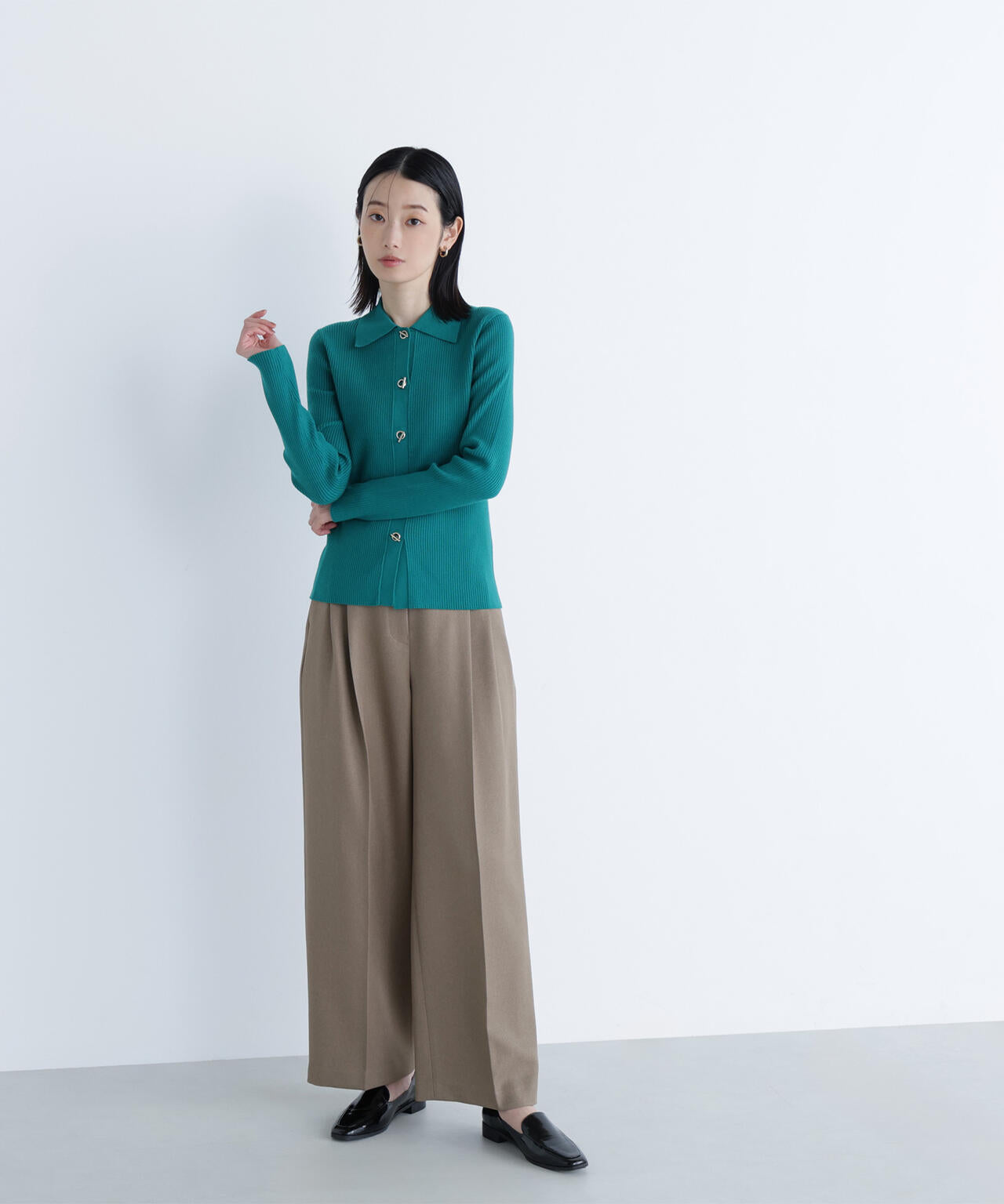 ＜骨格ナチュラル＞ツイーディータックワイドパンツ