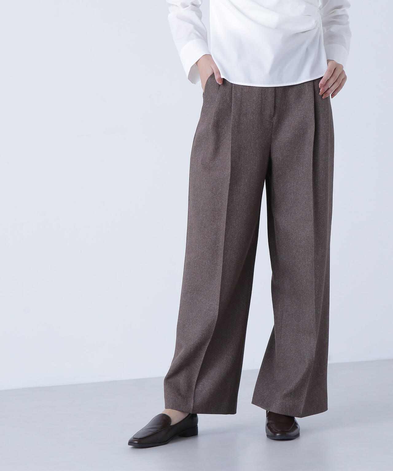 ＜骨格ナチュラル＞ツイーディータックワイドパンツ