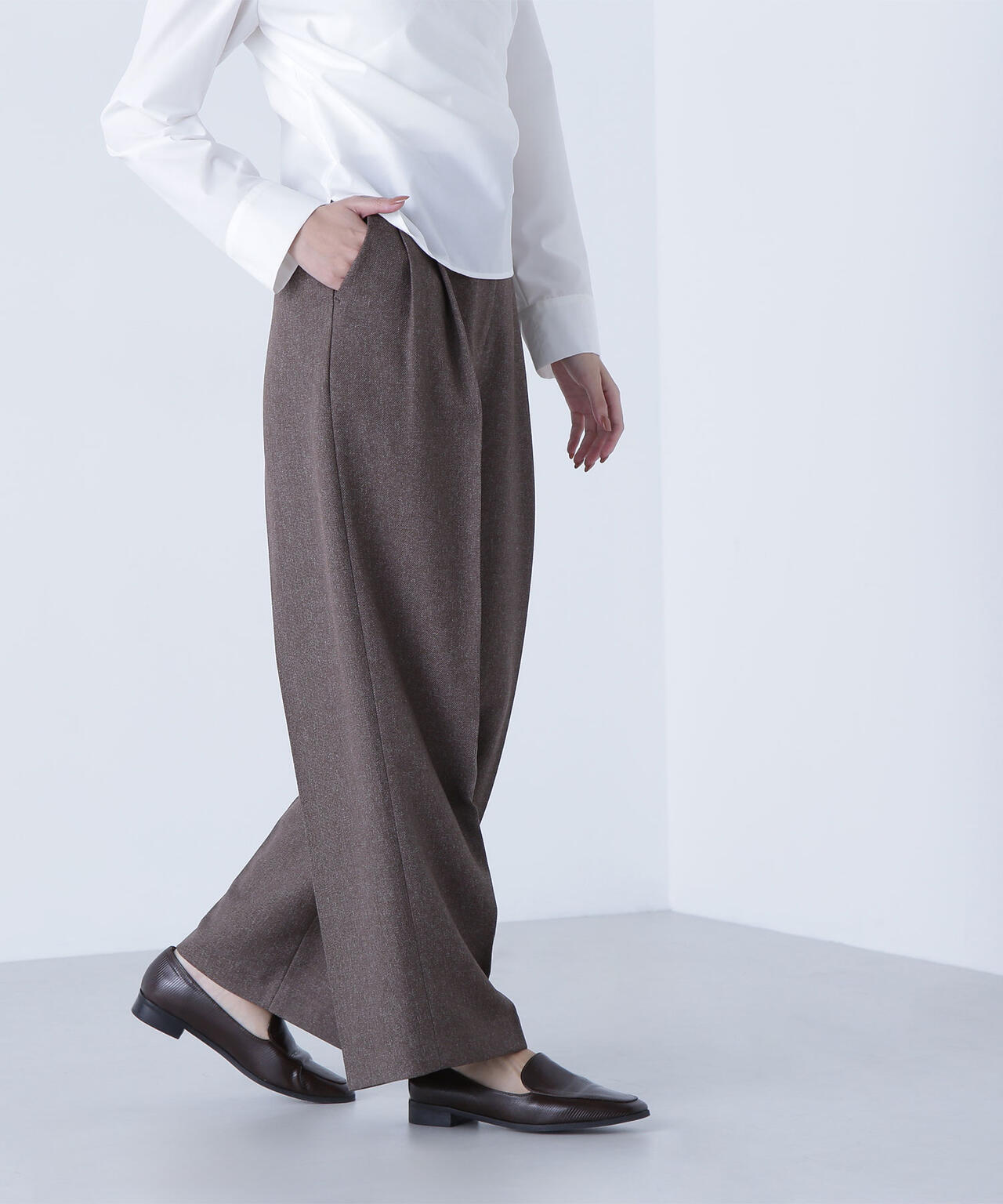 ＜骨格ナチュラル＞ツイーディータックワイドパンツ