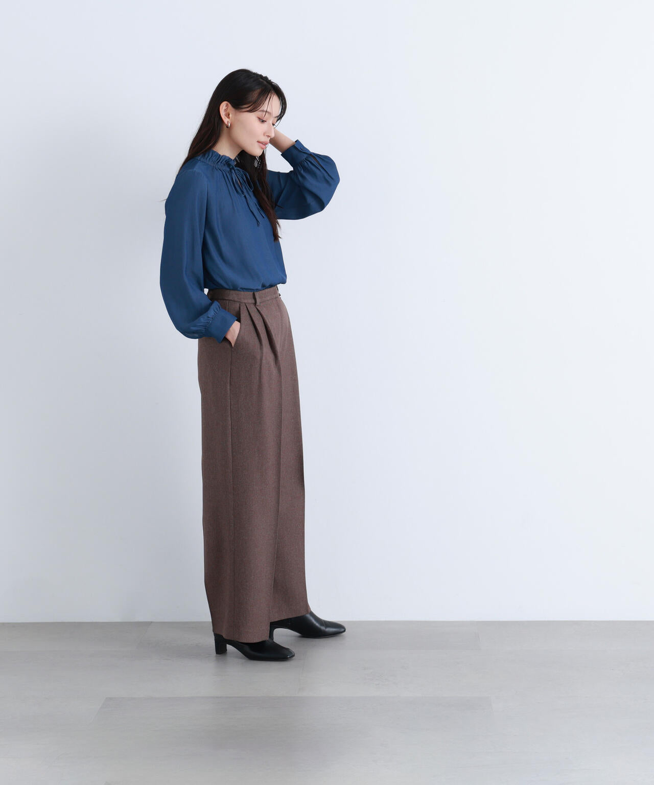 ＜骨格ナチュラル＞ツイーディータックワイドパンツ