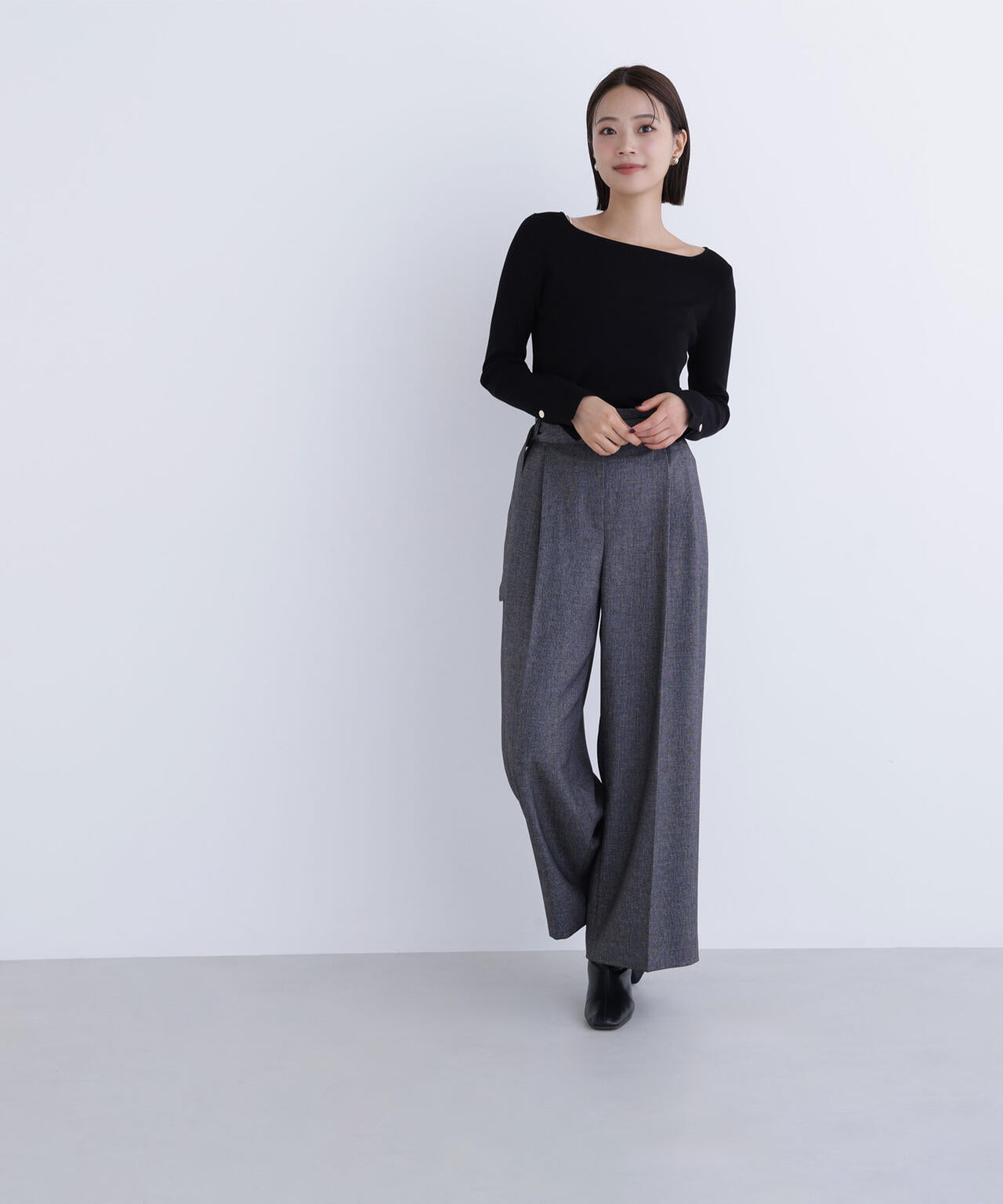 ツイーディーベルテッドワイドパンツ