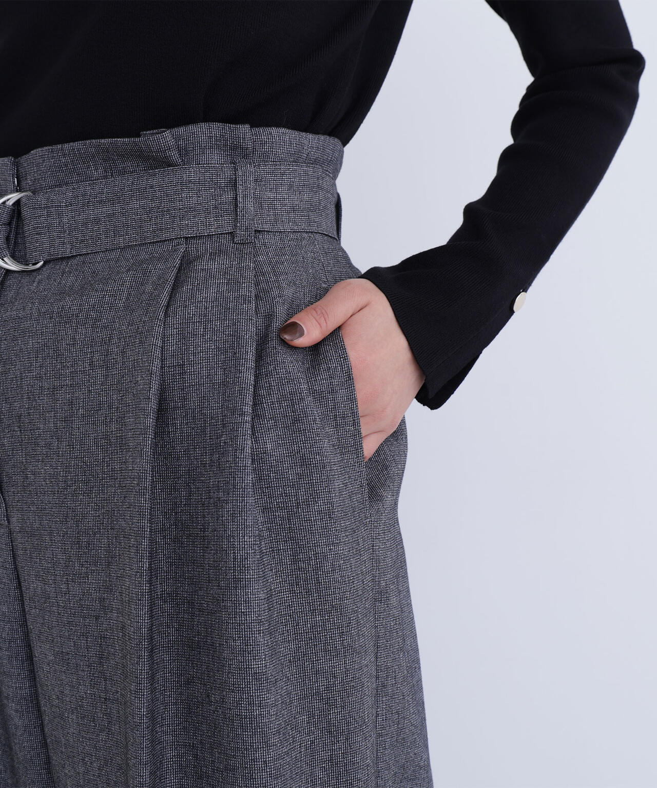 ツイーディーベルテッドワイドパンツ