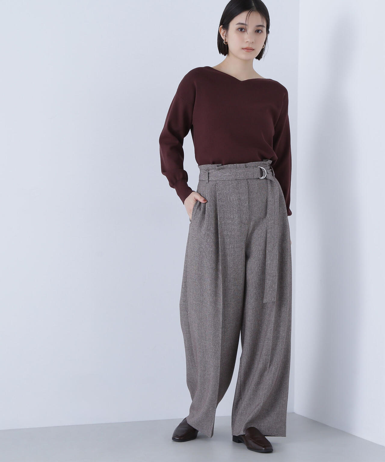 ツイーディーベルテッドワイドパンツ