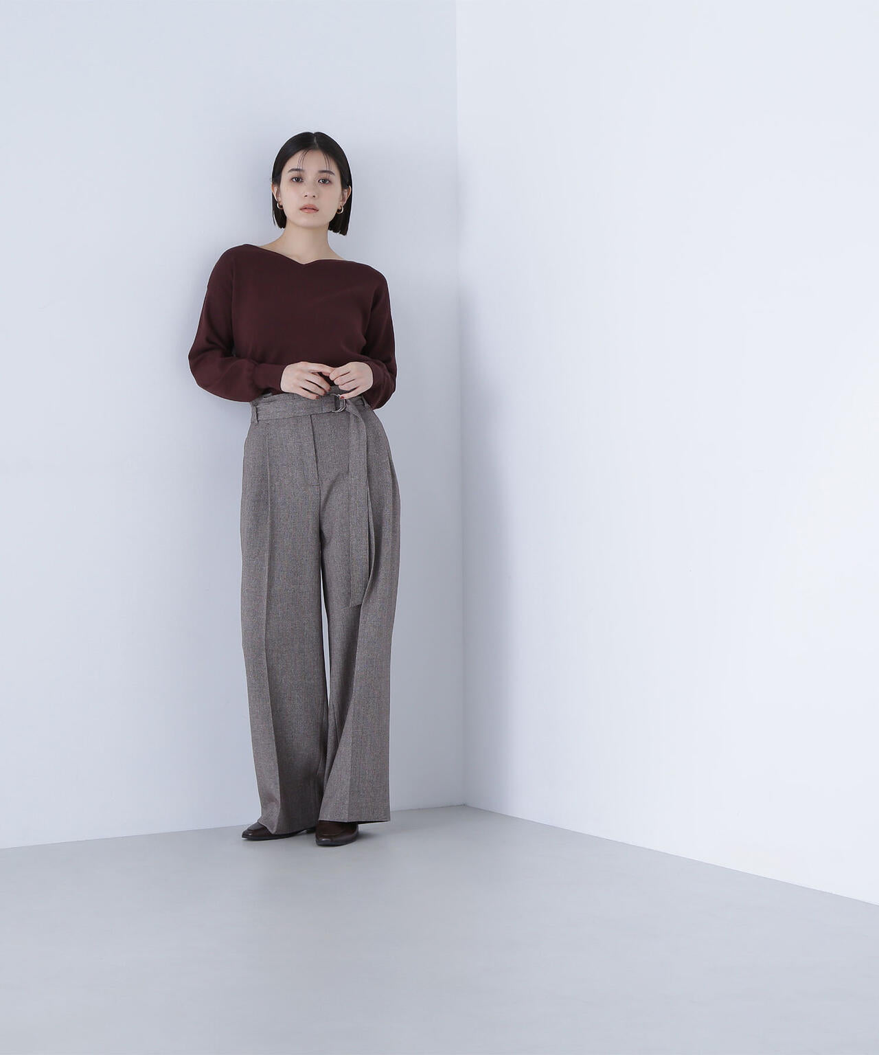 ツイーディーベルテッドワイドパンツ