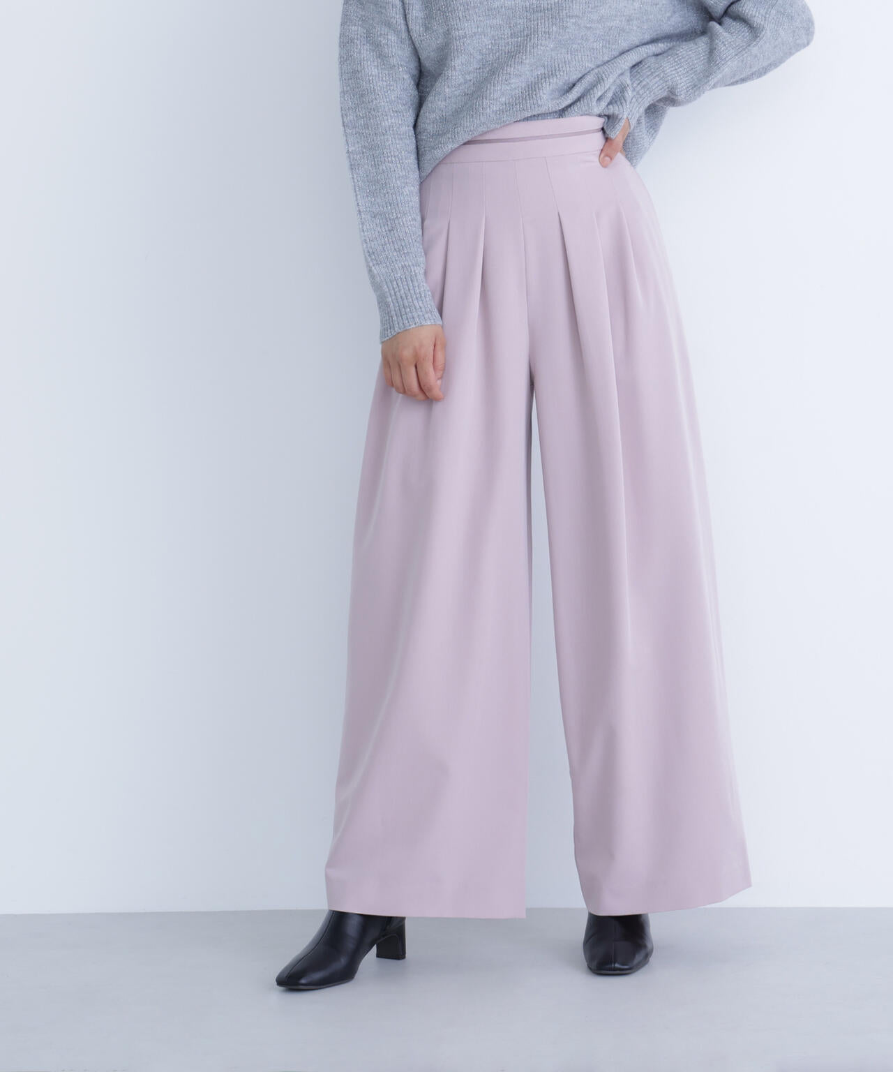 ウエストラインタックワイドパンツ