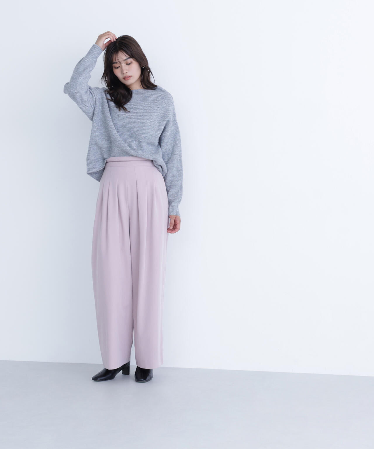 ウエストラインタックワイドパンツ