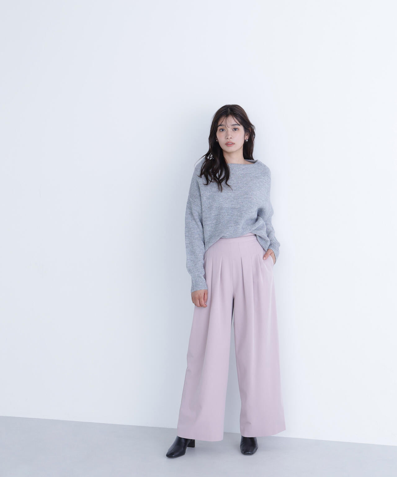 ウエストラインタックワイドパンツ