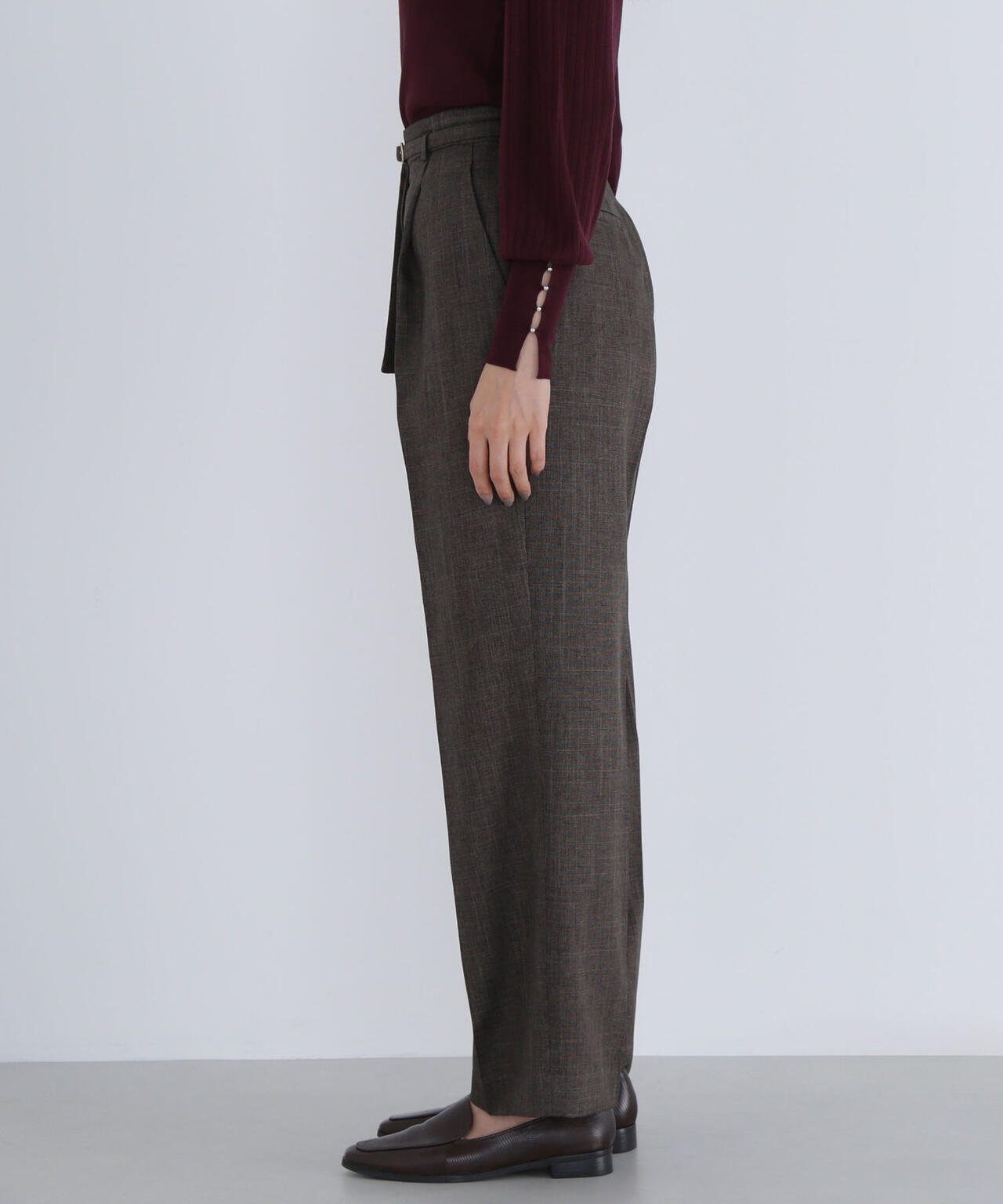 シャークスキン SETUPストレートテーパードパンツ