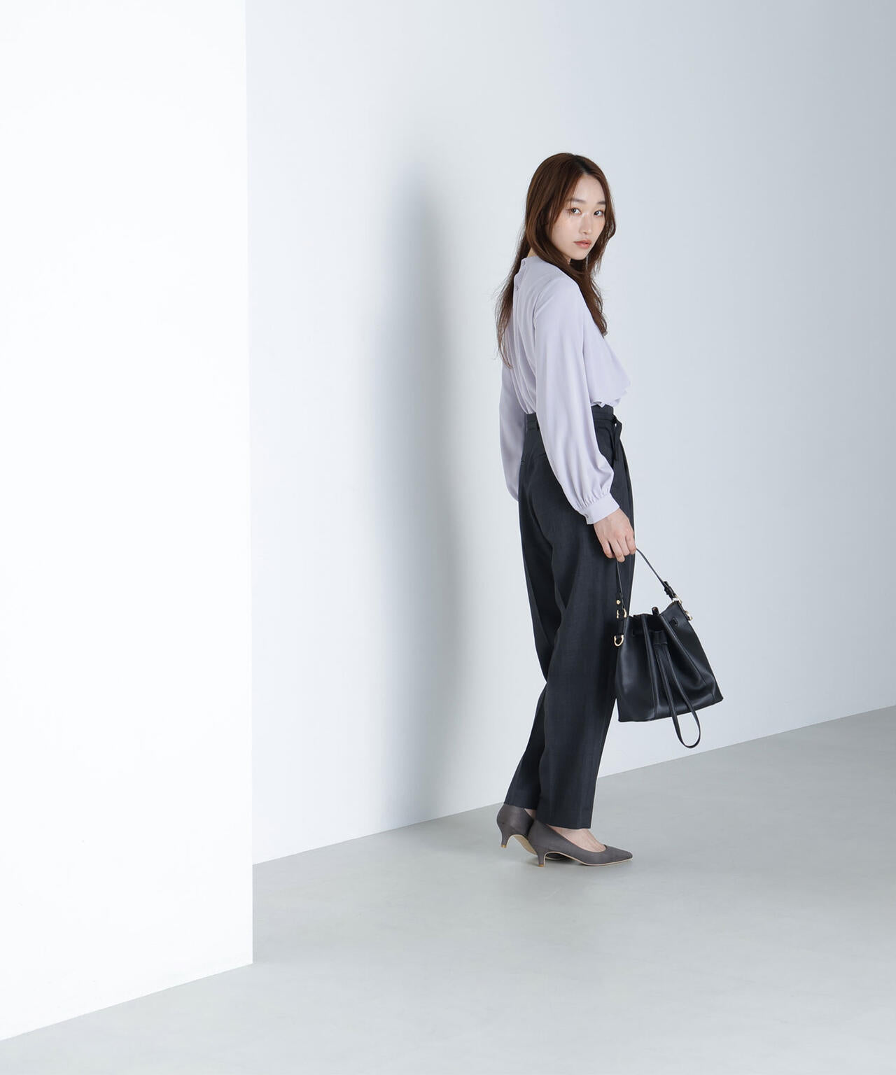 シャークスキン SETUPストレートテーパードパンツ