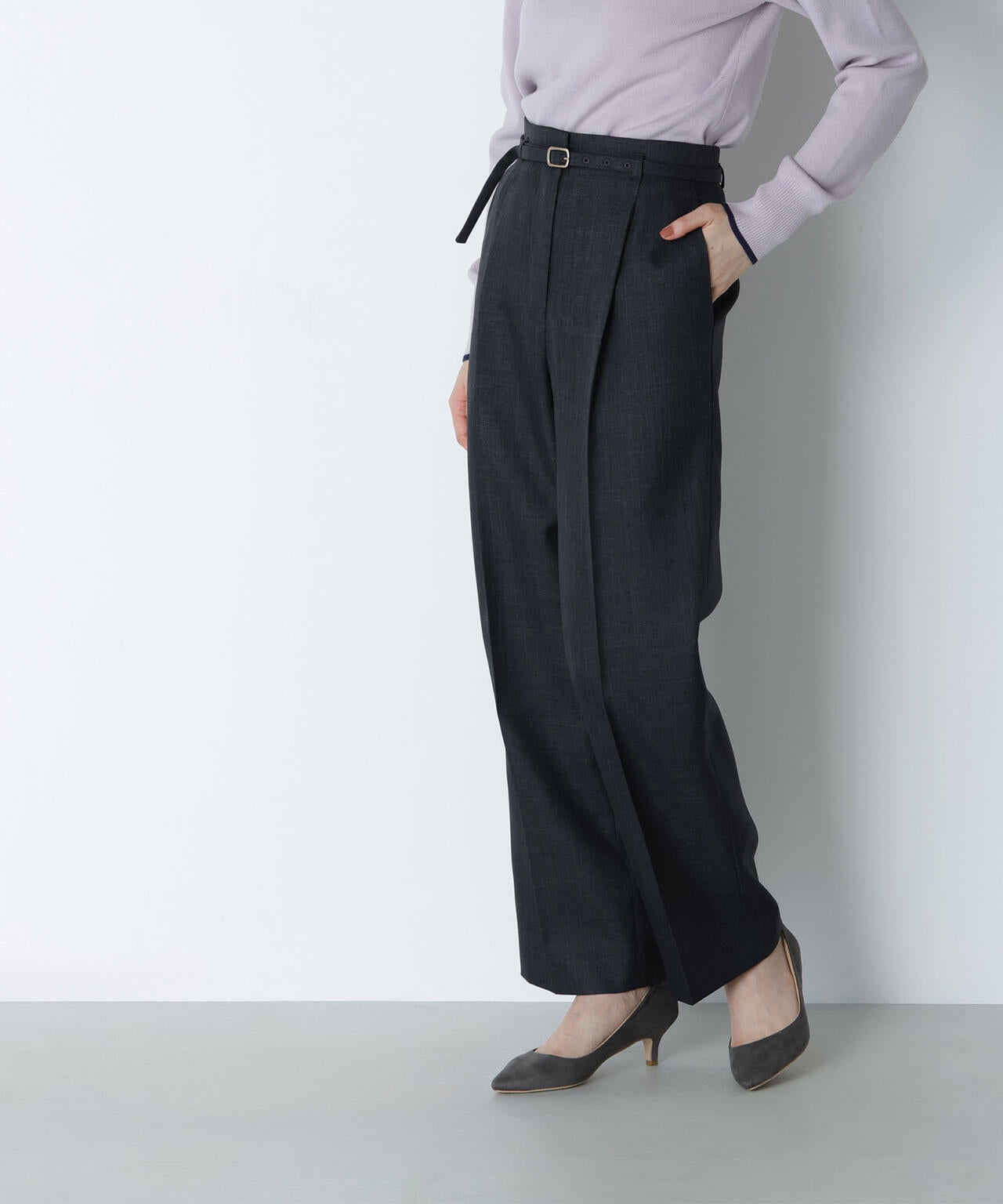 シャークスキン SETUPストレートテーパードパンツ