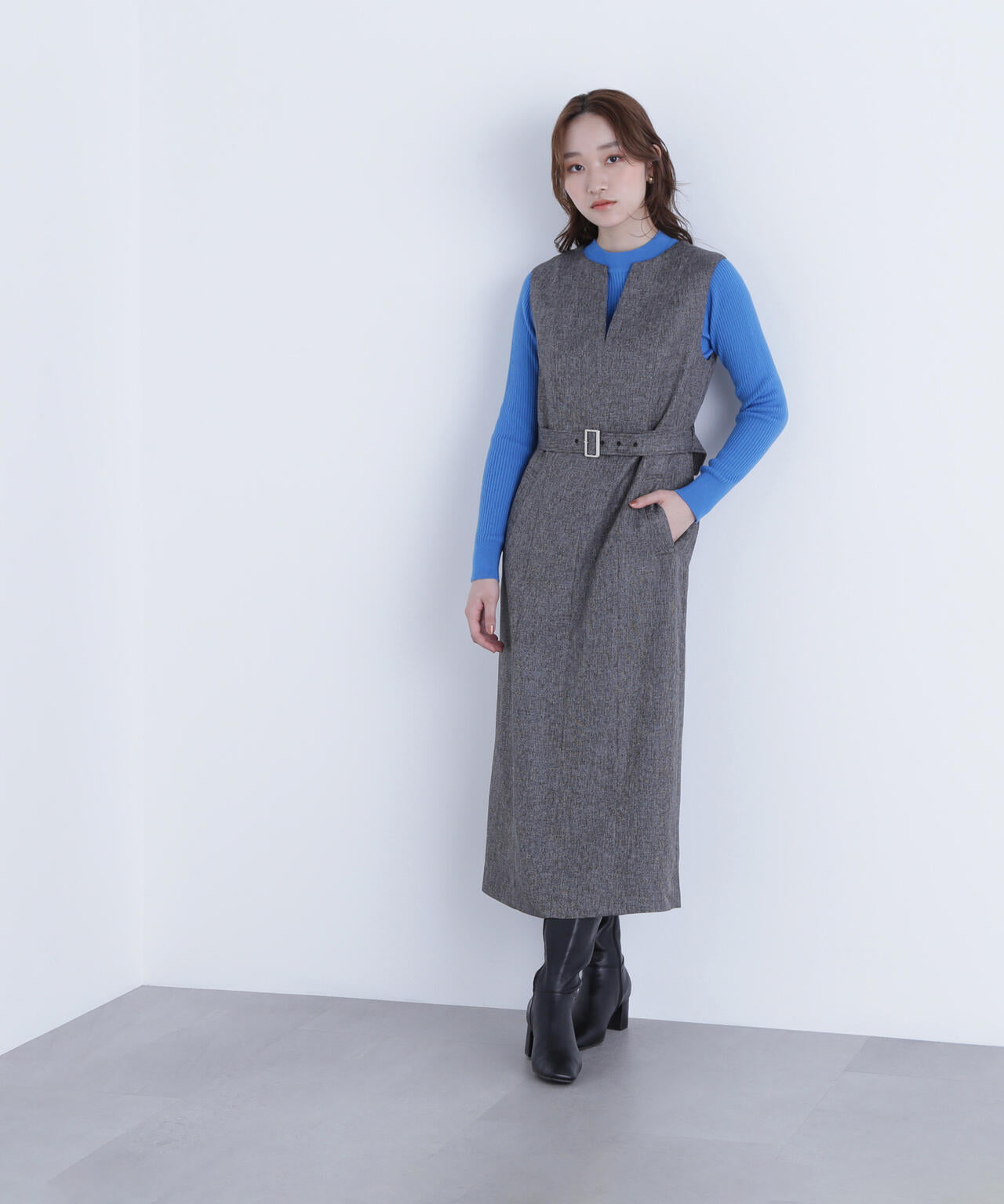 キーネックベルテッドジャンスカ | NATURAL BEAUTY BASIC（ナチュラル