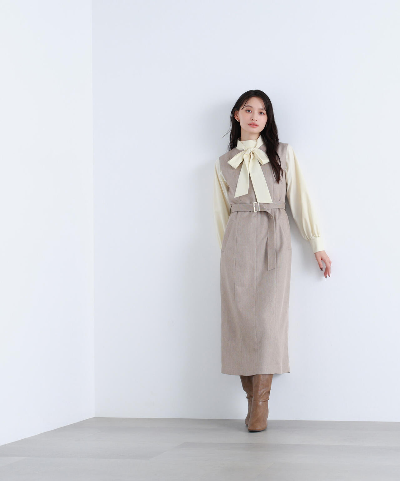 ナチュラルビューティーベーシック（NATURAL BEAUTY BASIC）/キーネックベルテッドジャンスカ キーネックベルテッドジャンスカ | NATURAL BEAUTY BASIC（ナチュラル