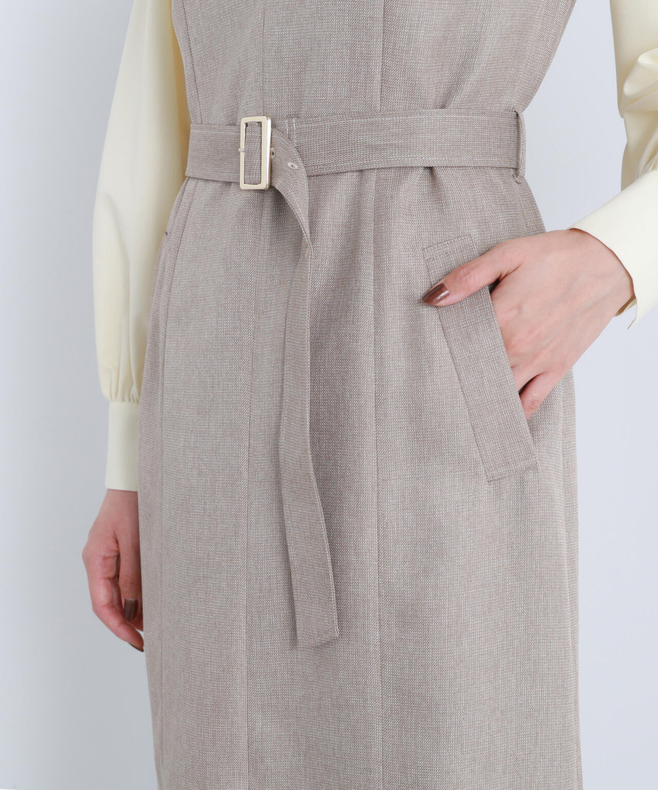 ナチュラルビューティーベーシック キーネックベルテッドジャンスカ キーネックベルテッドジャンスカ｜ナチュラルビューティーベーシックの