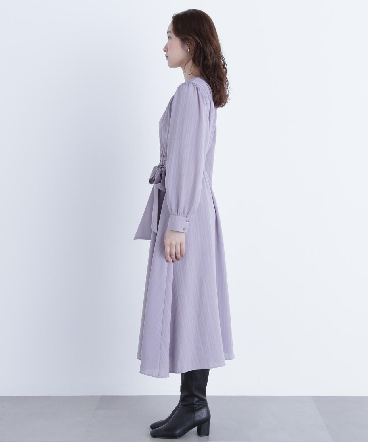 ベルテッドシャドーストライプワンピース