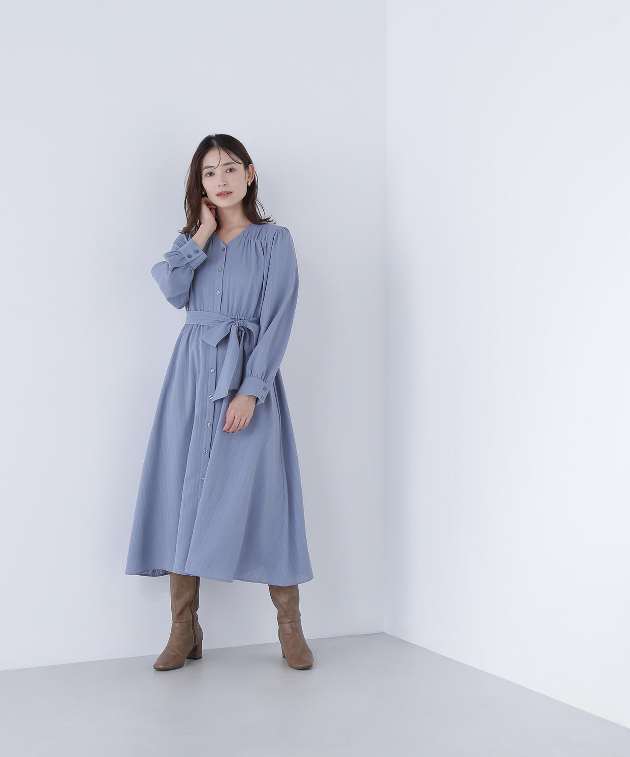 ベルテッドシャドーストライプワンピース | NATURAL BEAUTY BASIC