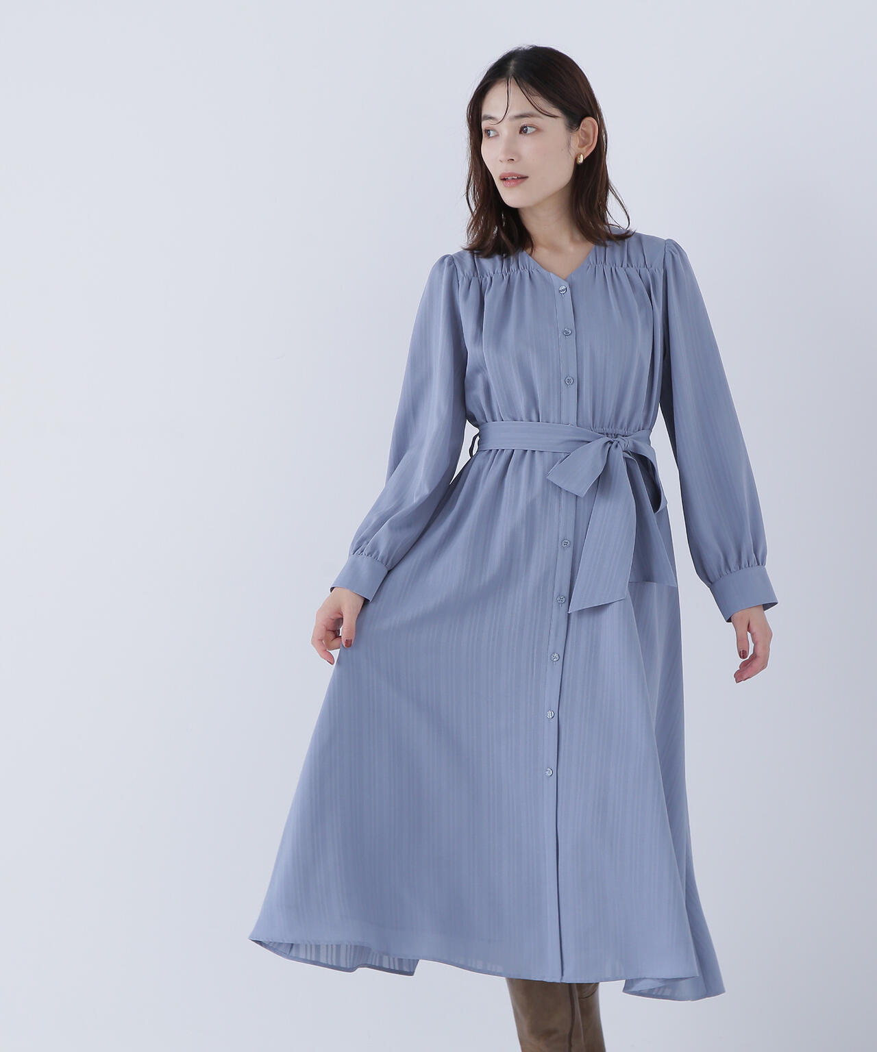 新品未使用☆ジャーナルワークス/ウォッシャブル/BB6/ストライプ ベルテッドシャドーストライプワンピース | NATURAL BEAUTY BASIC