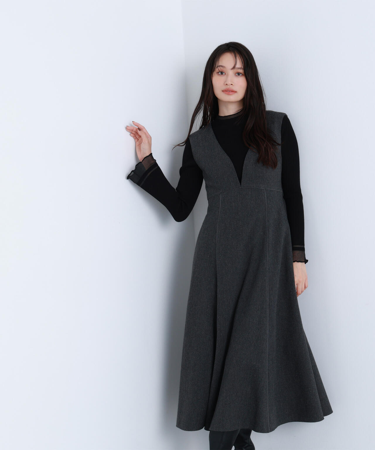 ニュアンスVネックジャンスカ