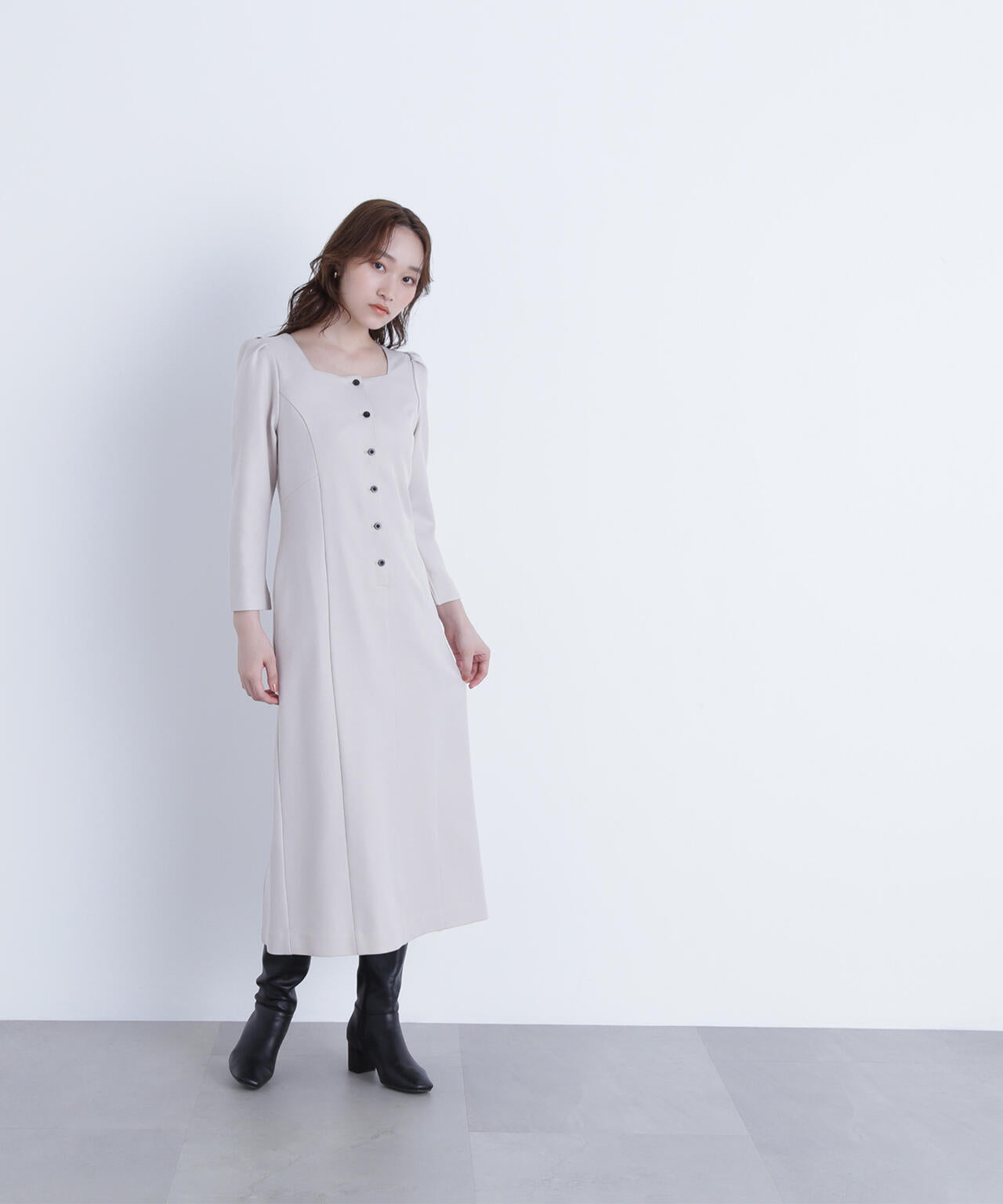 バイカラーボタンナローワンピース | NATURAL BEAUTY BASIC