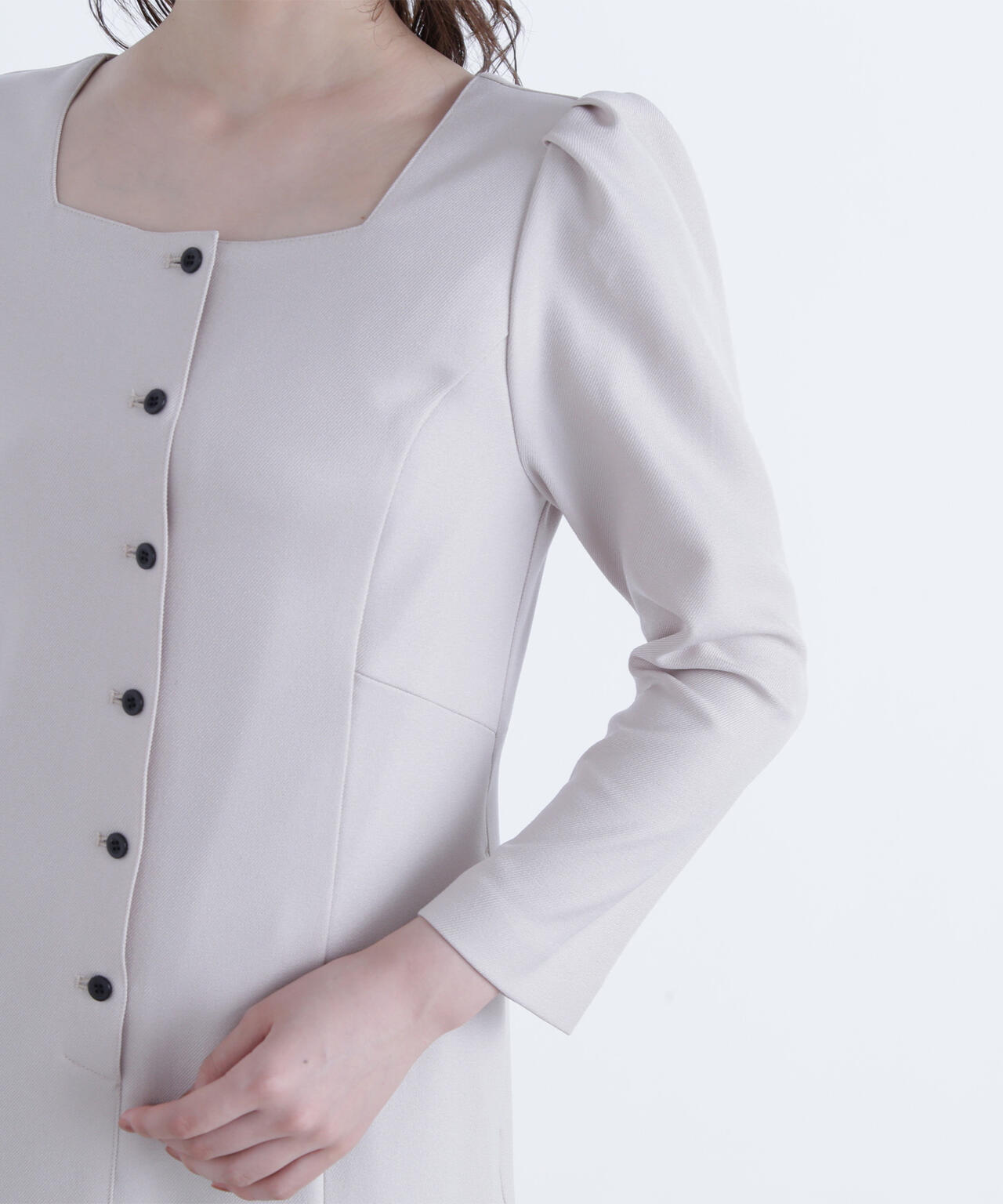 バイカラーボタンナローワンピース