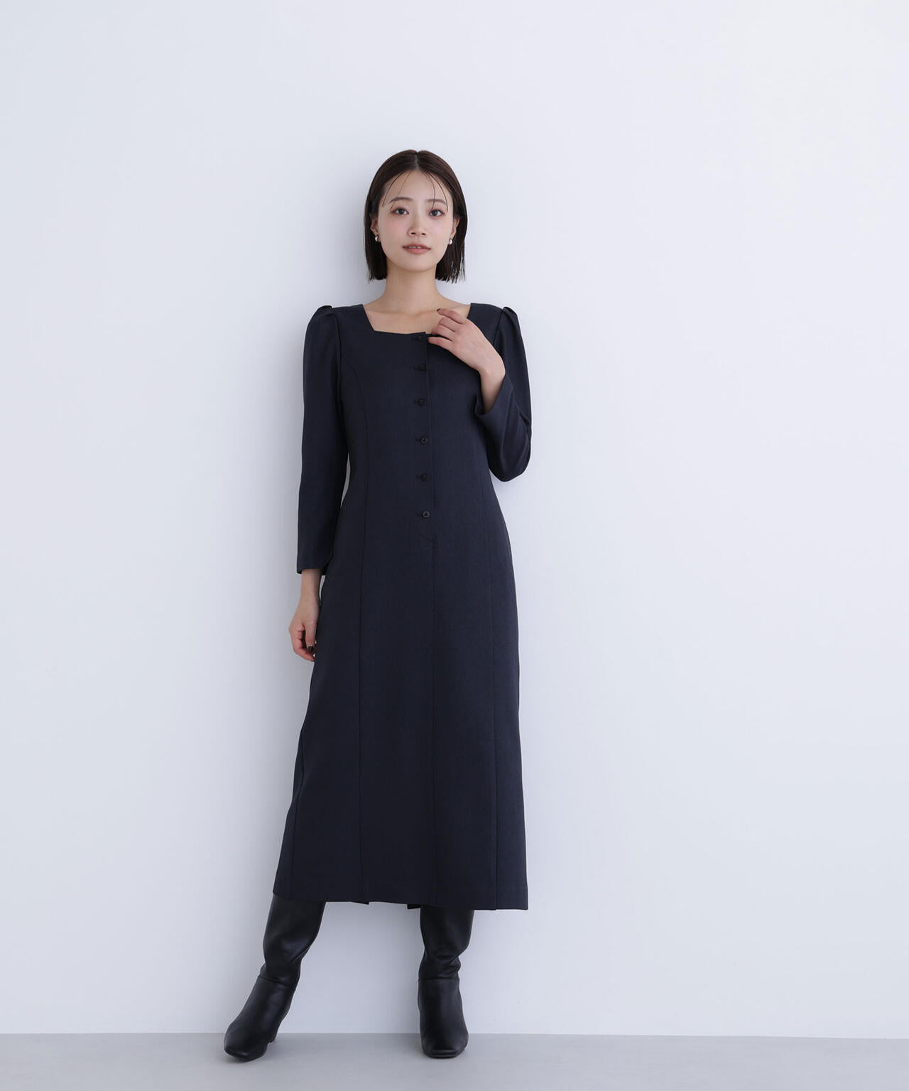 バイカラーボタンナローワンピース | NATURAL BEAUTY BASIC