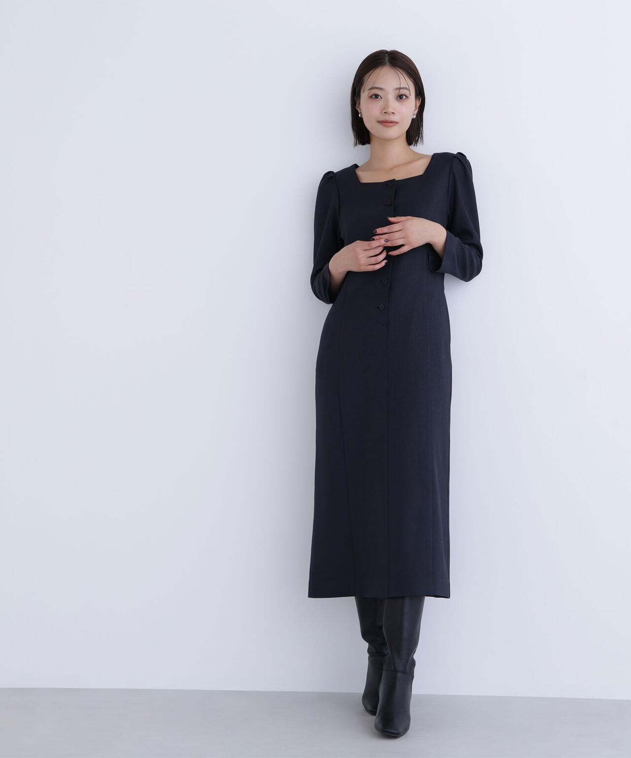 バイカラーボタンナローワンピース | NATURAL BEAUTY BASIC