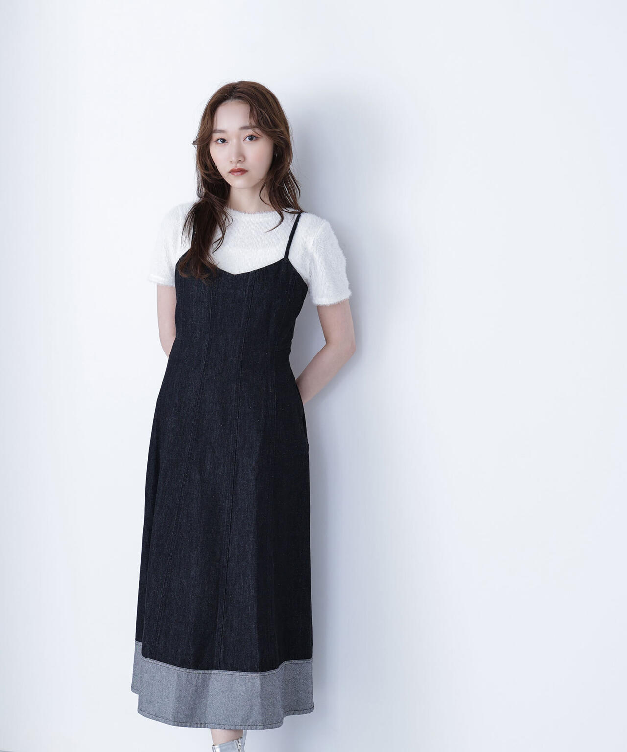 デニムフレアキャミワンピース