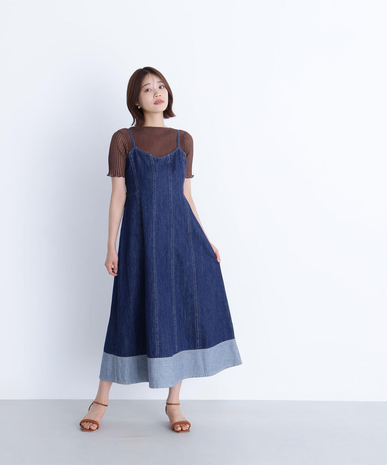 デニムフレアキャミワンピース