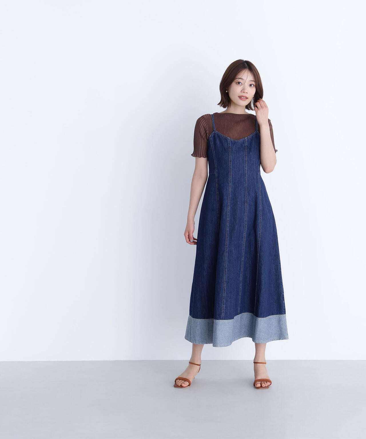 デニムフレアキャミワンピース