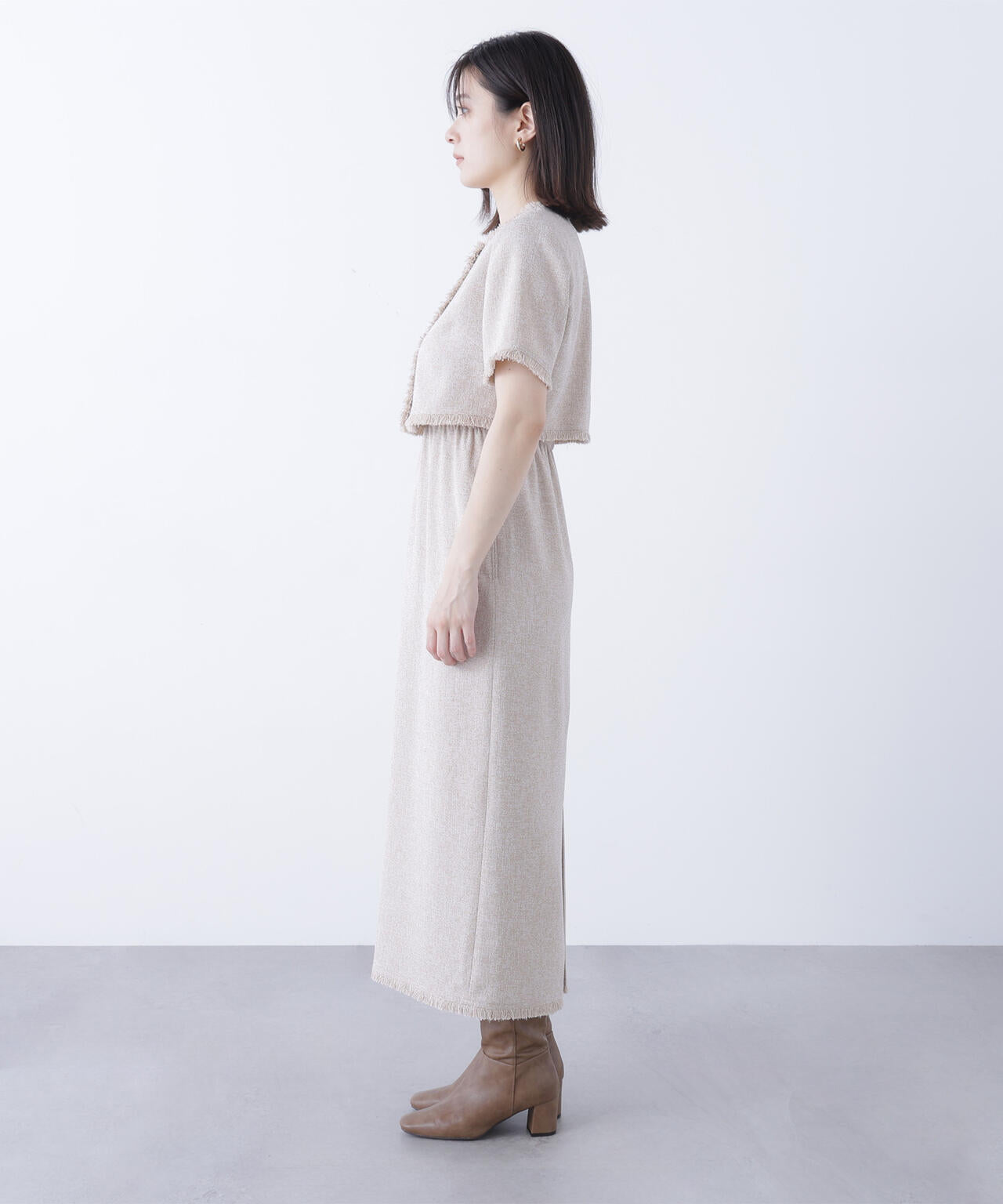 ツイードジャケット＆ナローワンピース