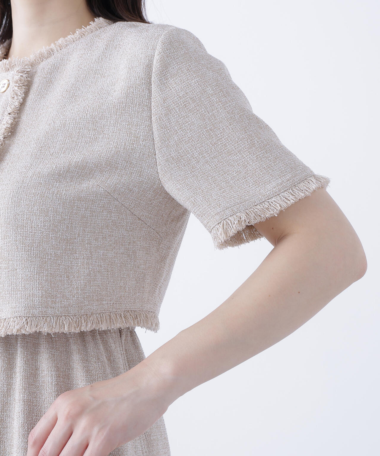 ツイードジャケット＆ナローワンピース