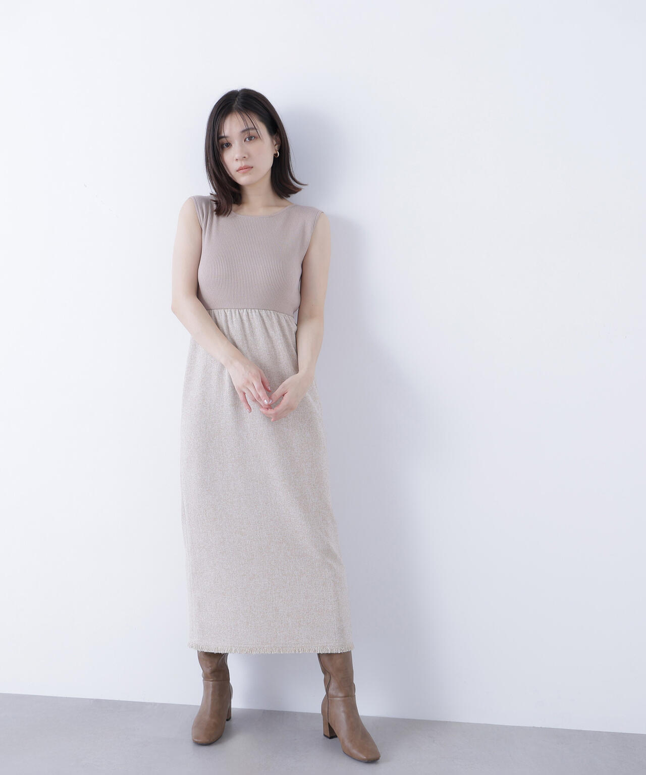 ツイードジャケット＆ナローワンピース