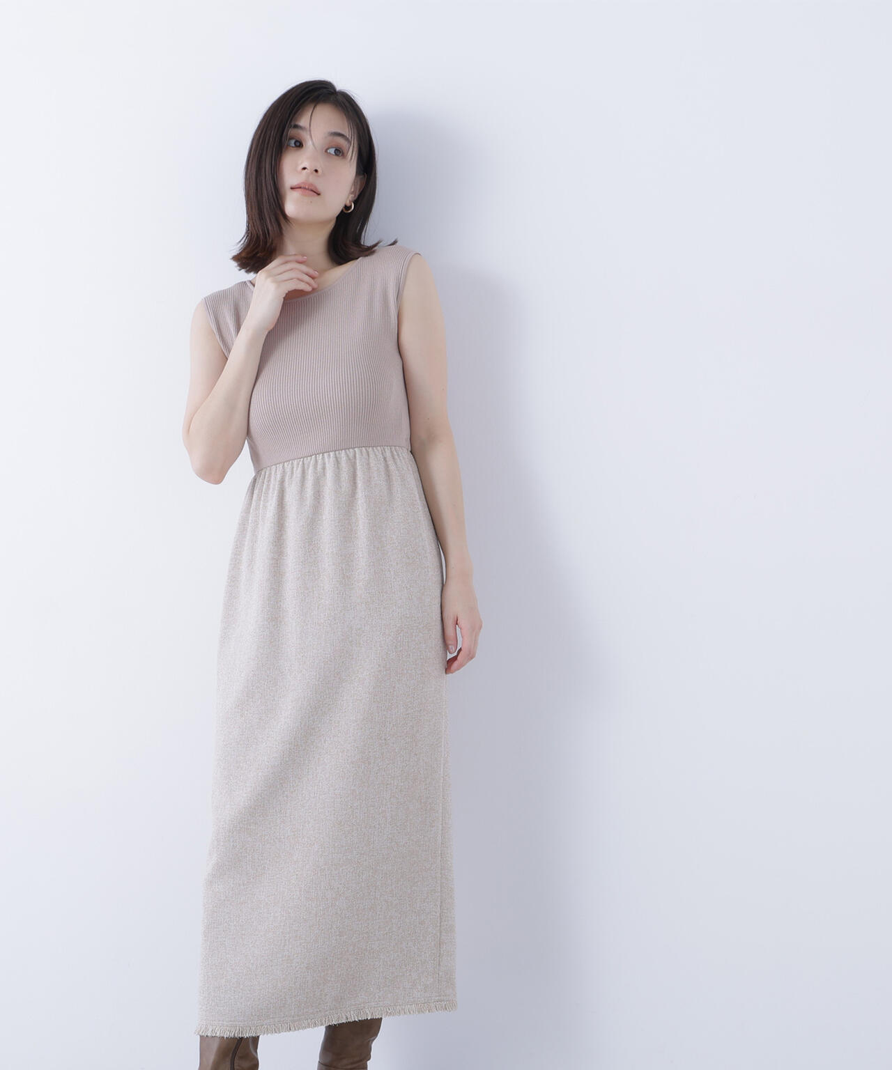 ツイードジャケット＆ナローワンピース