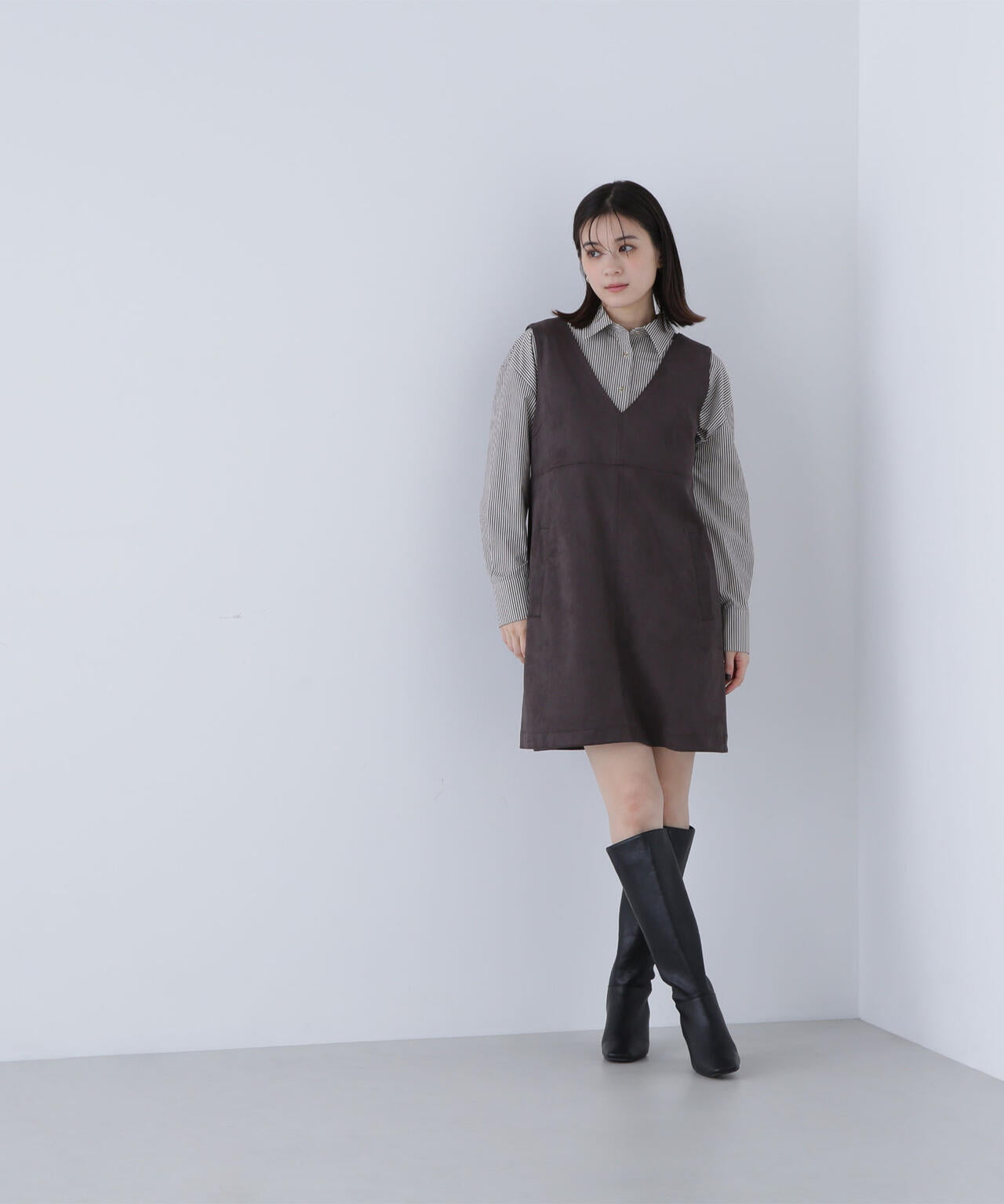 mii様 ミニジャンスカ Sモカ フェイクスウェードミニジャンスカ | NATURAL BEAUTY BASIC