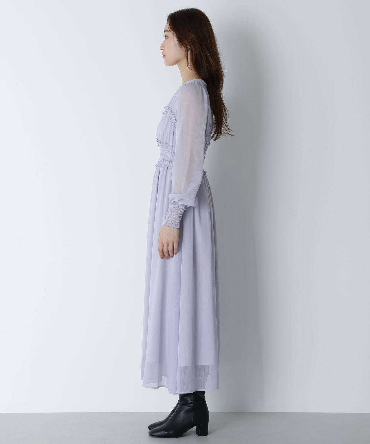 フリルシャーリング楊柳ワンピース
