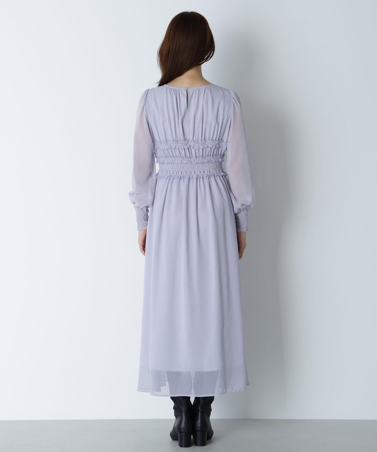 フリルシャーリング楊柳ワンピース