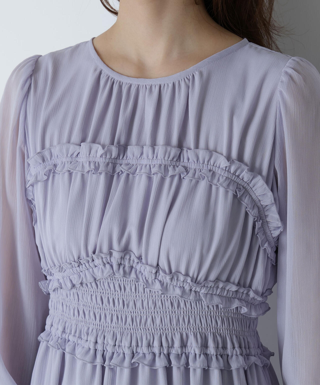 フリルシャーリング楊柳ワンピース