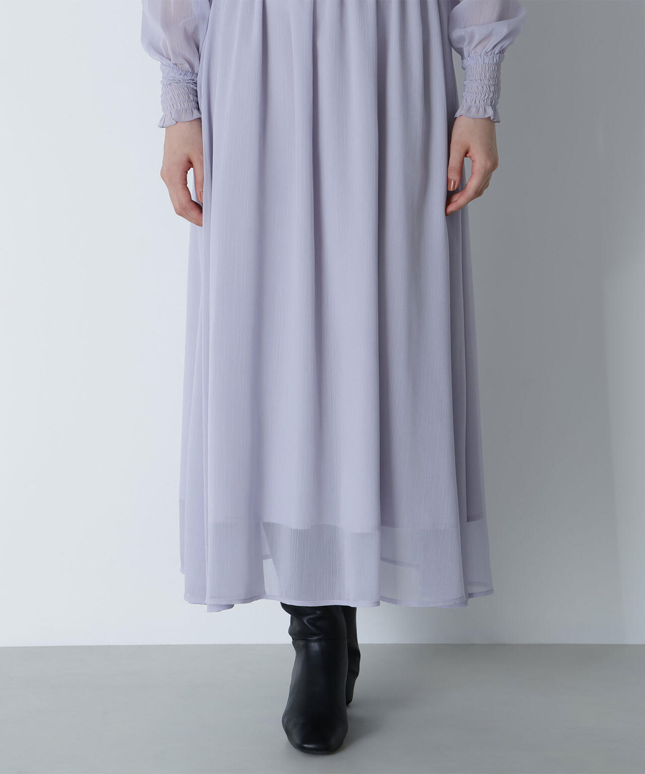 フリルシャーリング楊柳ワンピース