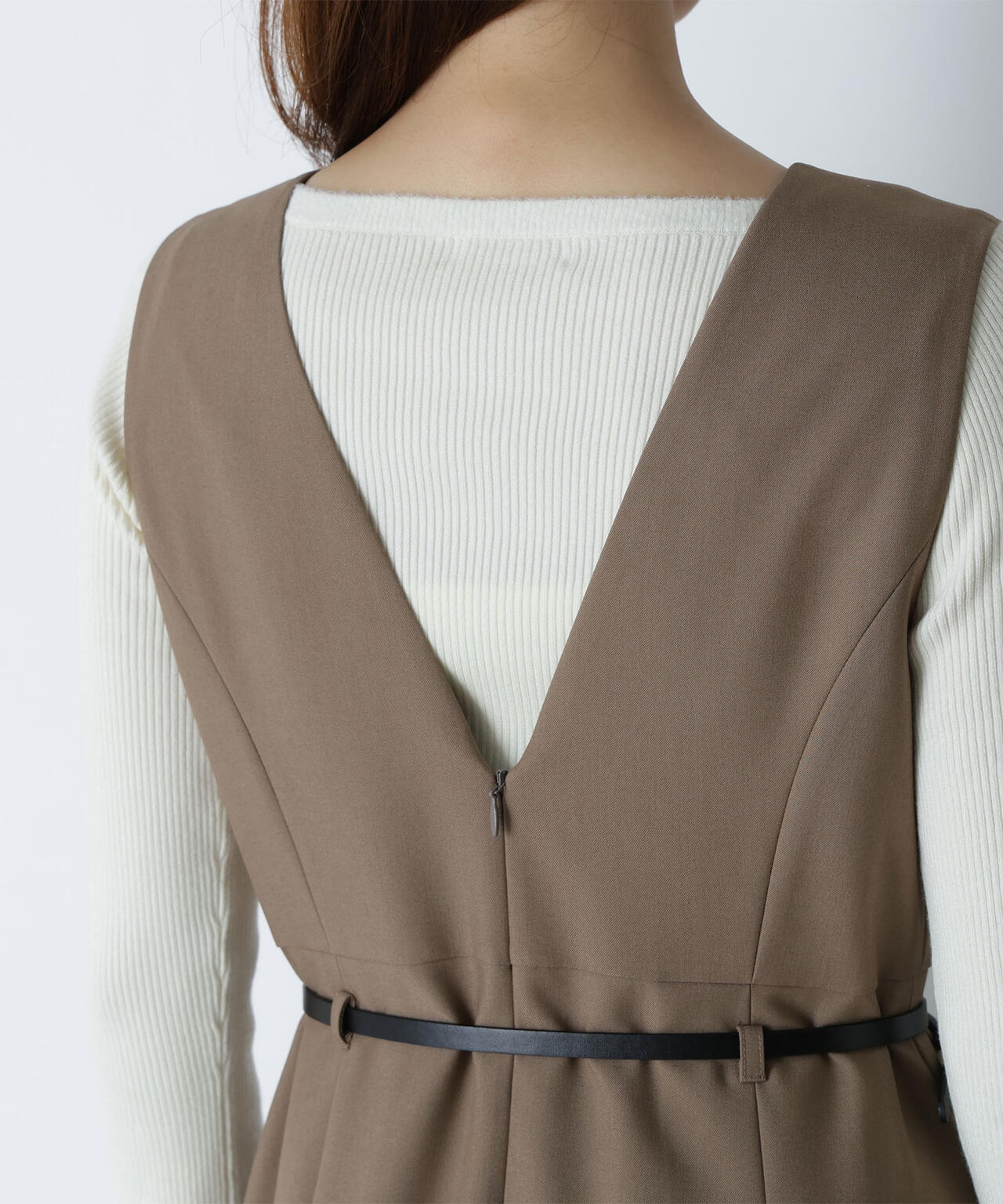 新品タグ付ベルテットタックジャンスカ ベージュP/Sサイズ ベルテッドタックジャンスカ | NATURAL BEAUTY BASIC