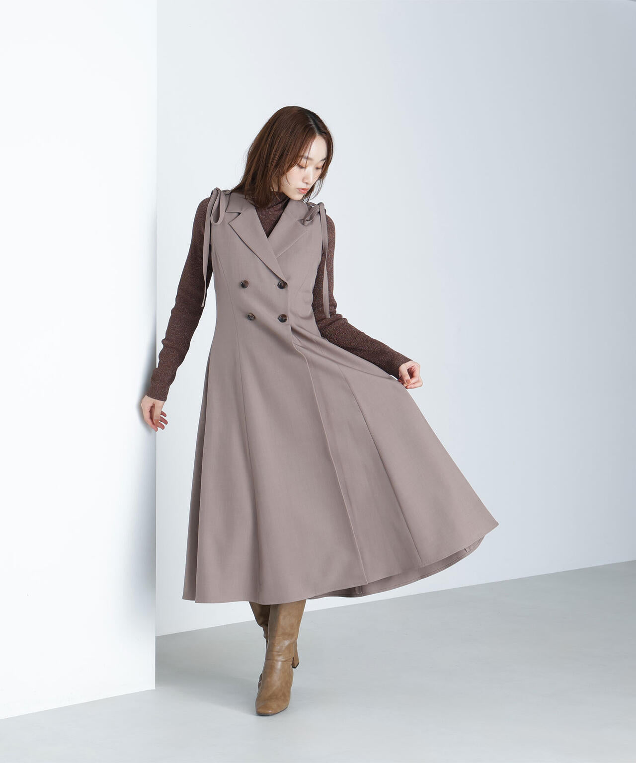 ベージュ 追加生産予約】2wayショルダーリボンジャンスカ | NATURAL